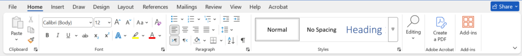 ms word ribbon